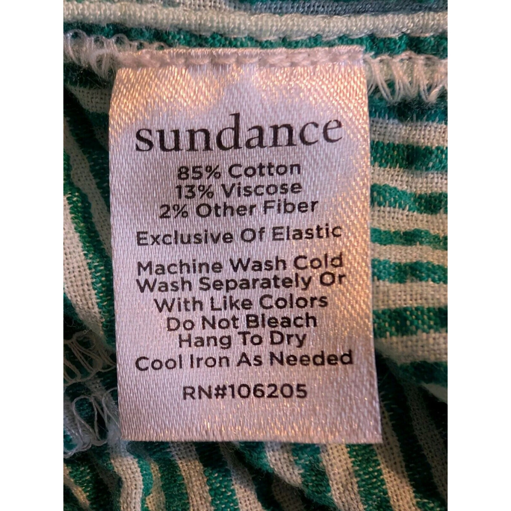 Sundance Topsail Striped Green & White Smocked Tiered Boho Dress Small - Picture 7 of 8